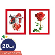 *БК-17962 Комплект поздравительных карточек. Роза и котенок (20 шт.: 2 вида по 10 шт.)
