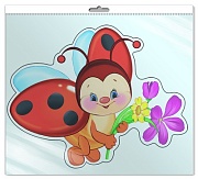 *ФМ-8848 ПЛАКАТ ВЫРУБНОЙ А4 В ПАКЕТЕ. Божья коровка (блестки, в индивидуальной упаковке, с европодвесом и клеевым клапаном)