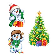 *КБ-17873 Комплект для оформления интерьера со скотчем. Новогодний лес (3 плаката А4)