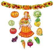 *КБ-14226 Комплект для оформления интерьера. Сезон урожая (фигурный плакат А2, 10 фигур овощей А4 и гирлянда)