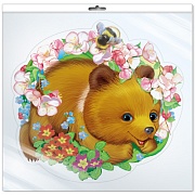 *ФМ1-13225 ПЛАКАТ ВЫРУБНОЙ А4 В ПАКЕТЕ. Медвежонок весенний (УФ-лак, в индивидуальной упаковке, с европодвесом и клеевым клапаном)